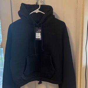 Black Cropped Hoodie for Women